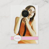 Carte de visite rayé vert rose de photographe (Dos)