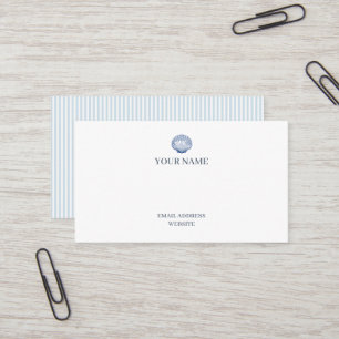 Carte de visite rayée bleue à coquillage