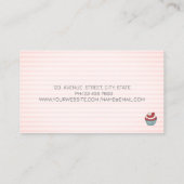 Carte de visite rayée Chic Cupcake Cherry Sweets (Dos)
