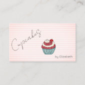Carte de visite rayée Chic Cupcake Cherry Sweets (Devant)