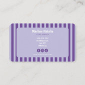Carte de visite rayée fantaisiste violette (Dos)