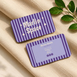 Carte de visite rayée fantaisiste violette