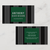 Carte de visite rayée vert noir tendance (Devant / Derrière)