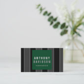 Carte de visite rayée vert noir tendance (Debout devant)