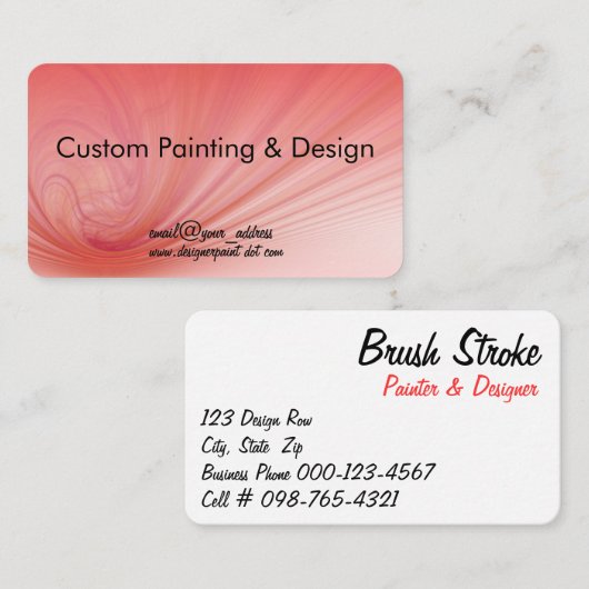 Carte De Visite Rayons saumons Et Rouges (Devant / Derrière)