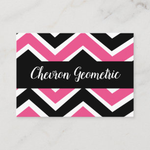 Carte De Visite Rayure Chevron Noir Rose