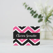 Carte De Visite Rayure Chevron Noir Rose (Debout devant)