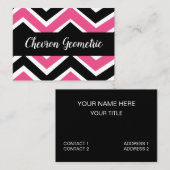 Carte De Visite Rayure Chevron Noir Rose (Devant / Derrière)