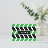 Carte De Visite Rayure Chevron Noir Vert (Debout devant)