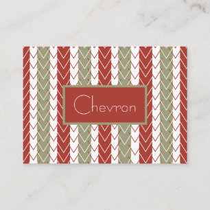 Carte De Visite Rayure Chevron Rouge et Sarcelle