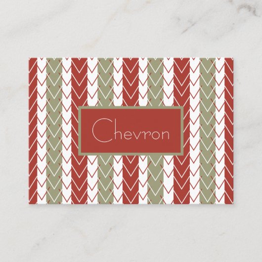 Carte De Visite Rayure Chevron Rouge et Sarcelle (Devant)