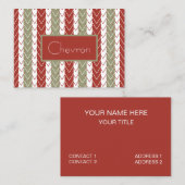 Carte De Visite Rayure Chevron Rouge et Sarcelle (Devant / Derrière)