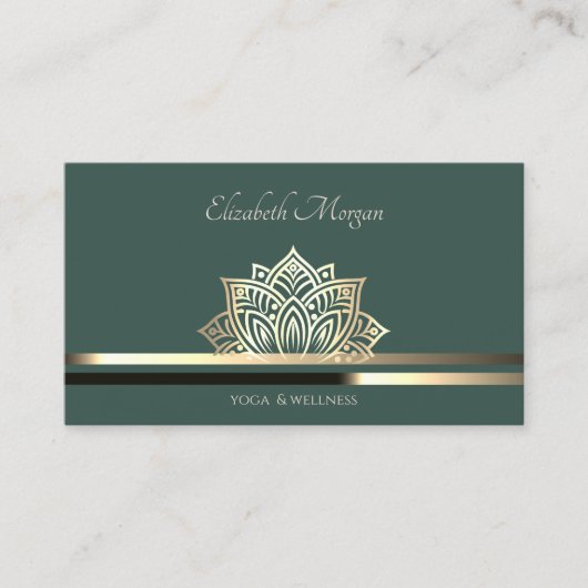 Carte De Visite Rayure verte professionnelle Lotus (Devant)