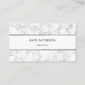 Carte De Visite Rayures argentées de marbre blanches à la mode de (Dos)