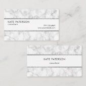 Carte De Visite Rayures argentées de marbre blanches à la mode de (Devant / Derrière)