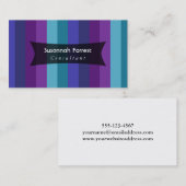 Carte De Visite Rayures audacieuses : Pourpre, framboise, Teal, 01 (Devant / Derrière)