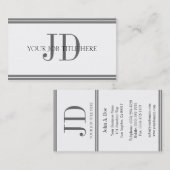 Carte De Visite Rayures blanches/grises de YourJobTitle (Devant / Derrière)