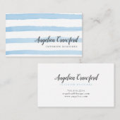 Carte De Visite Rayures bleues d'aquarelle (Devant / Derrière)