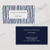 Carte De Visite Rayures bleues d'aquarelle (Devant / Derrière)