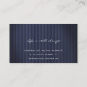 Carte De Visite Rayures bleues élégantes chiques du professionnel (Dos)