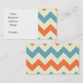 Carte De Visite Rayures bleues et oranges en pastel de Chevron (Devant / Derrière)