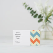 Carte De Visite Rayures bleues et oranges en pastel de Chevron (Debout devant)