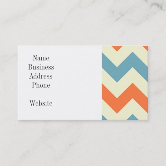 Carte De Visite Rayures bleues et oranges en pastel de Chevron (Devant)
