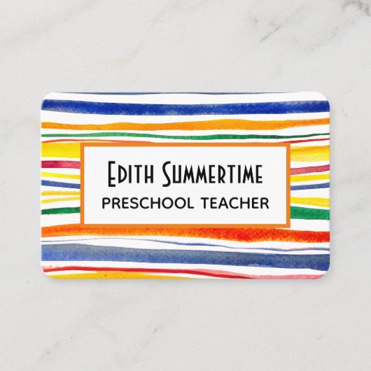 Carte De Visite rayures colorées (Devant)