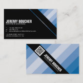 Carte De Visite Rayures colorées par diagonale - bleu (Devant / Derrière)