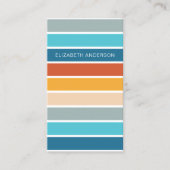 Carte De Visite Rayures de coucher de soleil rétro moderne personn (Devant)