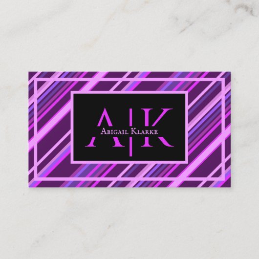 Carte De Visite Rayures de lilas violet Design dynamique élégant (Devant)