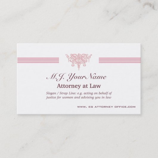 Carte De Visite Rayures de luxe de mandataire et emblème rose de (Devant)