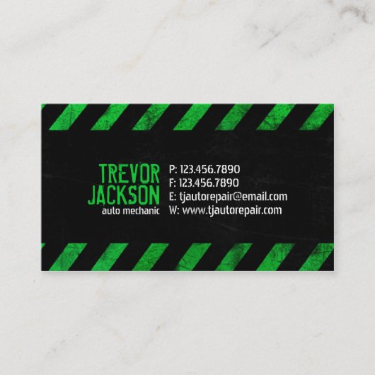 Carte De Visite Rayures de précaution - vert (Devant)