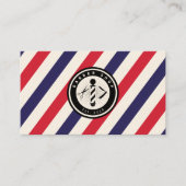 Carte De Visite Rayures de salon de coiffure logo de barbier (Devant)
