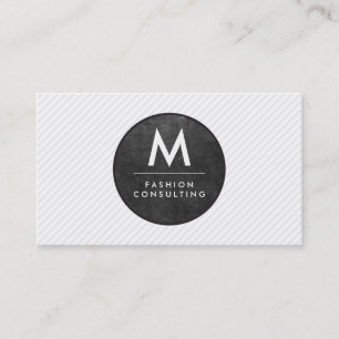 Carte De Visite Rayures de texture d'ardoise moderne monogramme