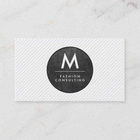 Carte De Visite Rayures de texture d'ardoise moderne monogramme (Devant)