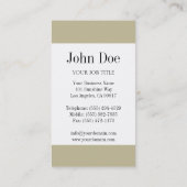 Carte De Visite Rayures de YourJobTitle Tan (Dos)