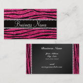 Carte De Visite Rayures de zèbre de parties scintillantes de roses (Devant / Derrière)