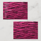 Carte De Visite Rayures de zèbre de parties scintillantes de roses (Devant / Derrière)