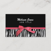 Carte De Visite Rayures de zèbre et graphique rouge de ruban (Dos)