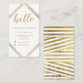 Carte De Visite Rayures d'or de typographie de maquillage bonjour (Devant / Derrière)