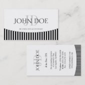 Carte De Visite Rayures du monogramme B/W des impôts (Devant / Derrière)