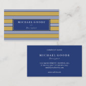 Carte De Visite Rayures élégantes de bleu marine et de moutarde (Devant / Derrière)