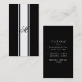 Carte De Visite Rayures et monogramme blancs (Devant / Derrière)