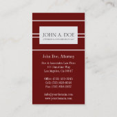 Carte De Visite Rayures foncées de blanc de cerise de cabinet (Dos)