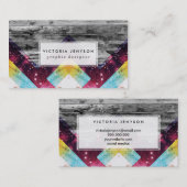 Carte De Visite Rayures grises de nébuleuse de triangles (Devant / Derrière)