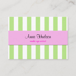 Carte De Visite Rayures (lignes parallèles) - rose vert blanc