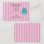 Carte De Visite Rayures mignonnes de hibou de turquoise (Devant / Derrière)