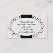 Carte De Visite Rayures mignonnes de noir de rose de boulangerie (Dos)