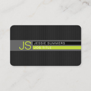 Carte De Visite Rayures Modernes Cool Gris, Vert Citron et Noir